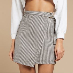 Striped Wrap Mini Skirt